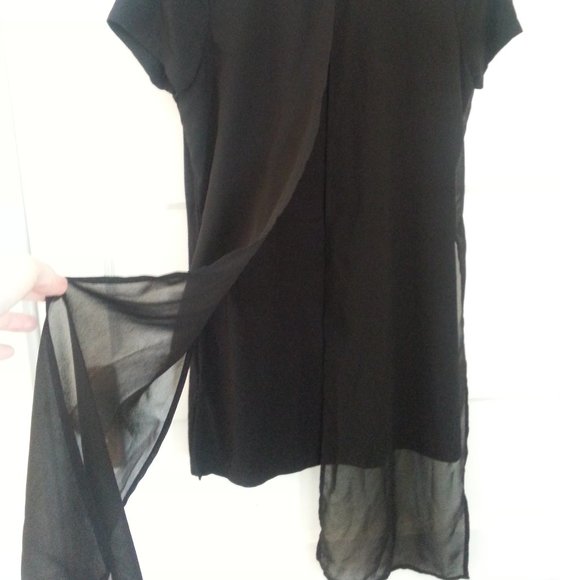Willow & Thread black top tunic w/overlay - size S - Picture 2 of 7